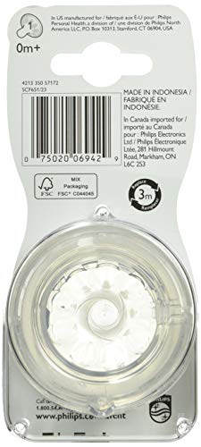 Philips Avent Natural Baby Bottle Nipple, Newborn 0M+, 2pk, SCF651/23