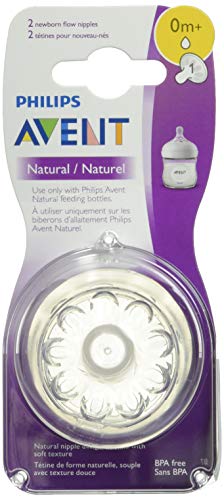 Philips Avent Natural Baby Bottle Nipple, Newborn 0M+, 2pk, SCF651/23