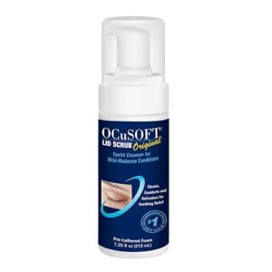 ocusoft lid scrub original foaming eyelid cleanser - mild instant foaming eyelid & eyelash cleanser - daily eyelid wash to remove oil, dust, pollen & eye makeup - 7.25 fl oz