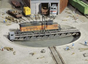 walthers cornerstone series174 ho scale 90' turntable kit pit diameter: 13-3/16" 33cm bridge holds loco up to 12-3/8" 30.9cm
