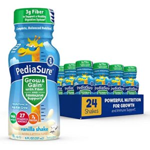 pediasure grow & gain with 3g fiber for digestive health, provides immune support, kids protein shake, dha omega-3, non-gmo, chocolate, 8 fl oz (pack of 24)