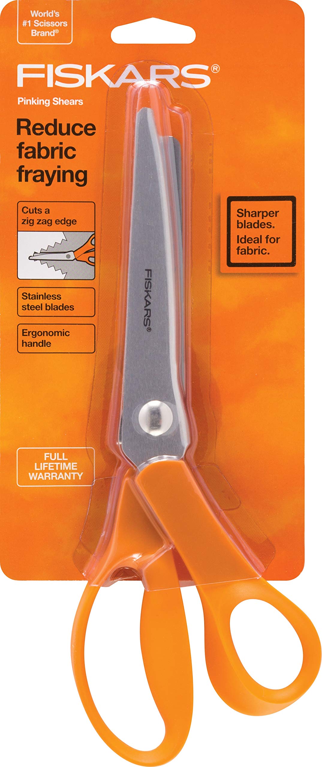 Fiskars 12-94458697WJ Pinking Shears, 8 Inch, Orange