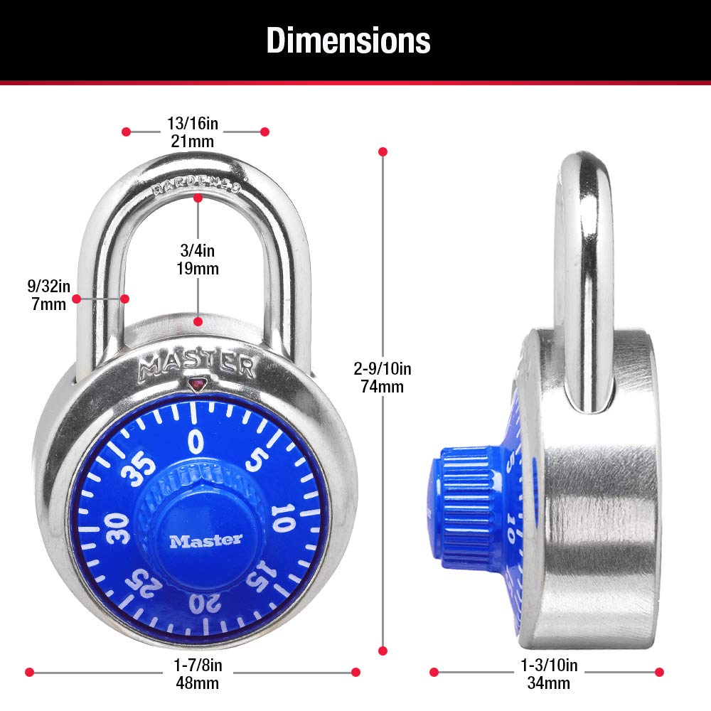 Master Lock 1505D Locker Lock Combination Padlock, 1 Pack, Colors may vary