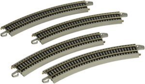 bachmann trains e-z track reversing 18" radius curved (4/card) - nickel silver rail with grey roadbed - ho scale