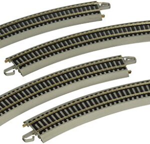 Bachmann Trains E-Z TRACK REVERSING 18" RADIUS CURVED (4/card) - NICKEL SILVER Rail With Grey Roadbed - HO Scale