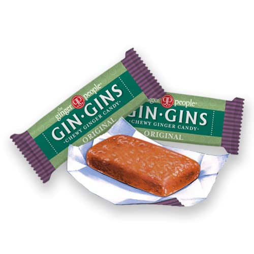 GIN GINS Original Ginger Chews by The Ginger People – Anti-Nausea and Digestion Aid, Individually Wrapped Healthy Candy – Original Flavor, 3 Oz Bag (Pack of 1)