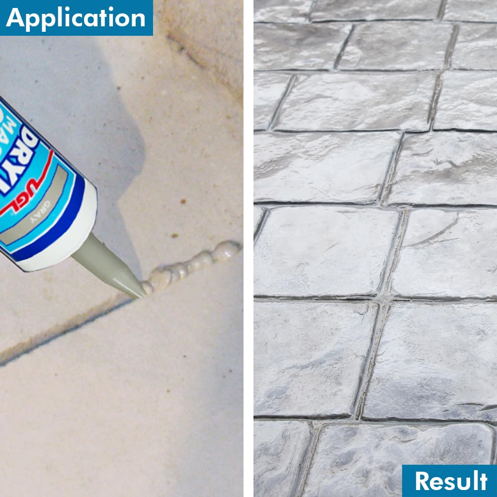 UGL - Drylok - Gray - Masonry Crack Filler Silicone Caulk - Seals and Waterproofs Cracks - Concrete & Masonry Adhesion - Indoor - Outdoor Latex Base - Sandy Texture, Paintable 10.5 fl. oz