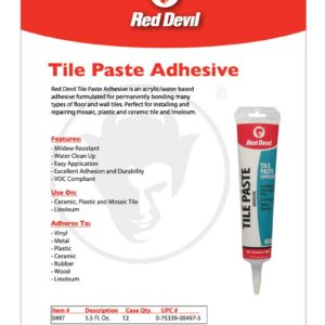 Red Devil 0497 Tile Paste Adhesive, 1 PACK, White