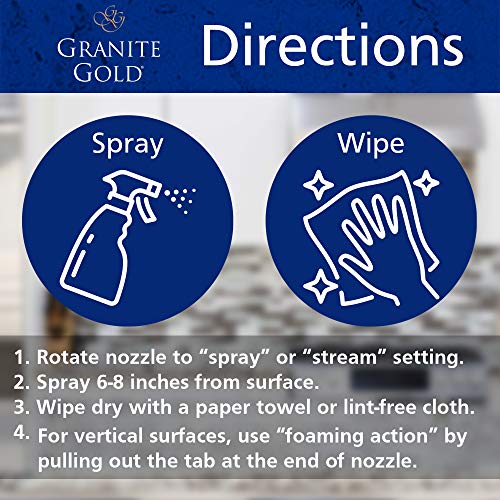 Granite Gold Daily Cleaner Streak-Free Cleaning for Granite, Marble, Travertine, Quartz, Natural Stone Countertops, and Floors, 24 Fluid Ounces, 1-Pack, Fl Oz ( Packaging may Vary )