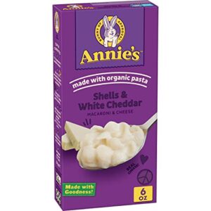 annie's white cheddar shells macaroni and cheese with organic pasta, 6 oz (pack of 12)