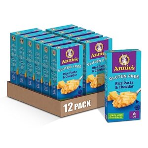 annie's gluten free macaroni and cheese dinner, rice pasta & cheddar, 6 oz. (pack of 12)