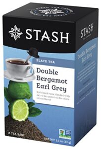 stash tea uplifting double bergamot earl grey black tea - caffeinated, non-gmo project verified premium tea with no artificial ingredients, 18 count (pack of 6) - 108 bags total