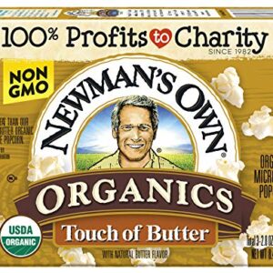 Newman's Own Organics Microwave Popcorn, Touch of Butter, 8.4oz (Pack of 12)