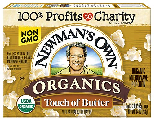 Newman's Own Organics Microwave Popcorn, Touch of Butter, 8.4oz (Pack of 12)