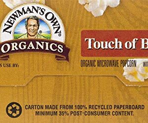 Newman's Own Organics Microwave Popcorn, Touch of Butter, 8.4oz (Pack of 12)