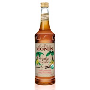 monin - organic vanilla syrup, naturally smooth sweetness, great for coffee, shakes, and cocktails, gluten-free, non-gmo (750 ml)