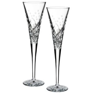 waterford wishes happy celebrations toasting flute pair, 2 count (pack of 1), clear
