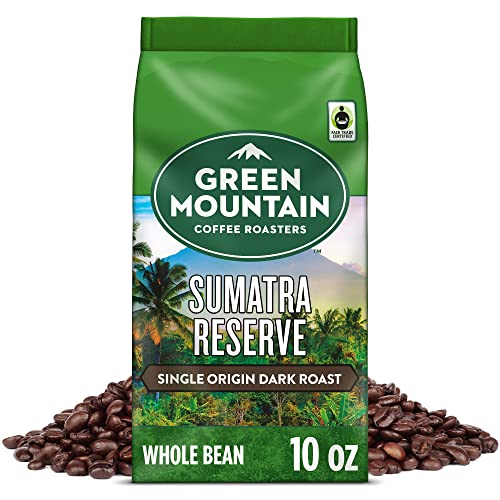 Green Mountain Coffee Roasters, Fair Trade Certified™ Organic, Sumatra Reserve, Whole Bean Coffee, Dark Roast, Bagged 10oz.