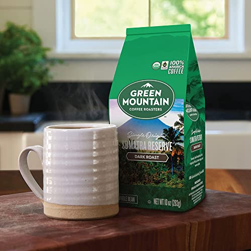 Green Mountain Coffee Roasters, Fair Trade Certified™ Organic, Sumatra Reserve, Whole Bean Coffee, Dark Roast, Bagged 10oz.