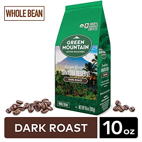 Green Mountain Coffee Roasters, Fair Trade Certified™ Organic, Sumatra Reserve, Whole Bean Coffee, Dark Roast, Bagged 10oz.