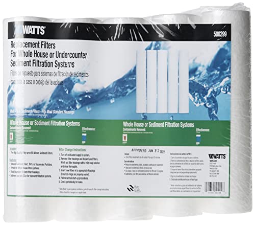 Watts Premier WP500299 Whole House WHT WH-LD 50-Micron Replacement Sediment Water Filters, 5 Count (Pack of 1)