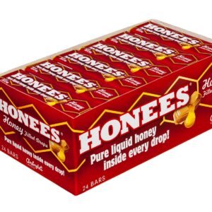 Honees Honey Filled Cough Drops - 1.6oz Bar, Pack of 24 Menthol-Free Lozenges | Temporary Relief from Cough | Soothes Sore Throat | All Natural