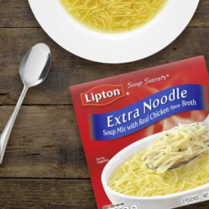 Lipton Soup Secrets Instant Soup Mix For a Warm Bowl of Soup Extra Noodle Soup Made With Real Chicken Broth Flavor 4.9 oz 2 ct, Pack of 12