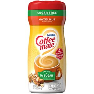 nestle coffee mate sugar free hazelnut powder coffee creamer 10.2 oz. canister (pack of 6)