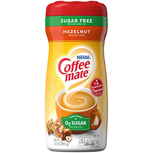 Nestle Coffee Mate Sugar Free Hazelnut Powder Coffee Creamer 10.2 oz. Canister (Pack of 6)