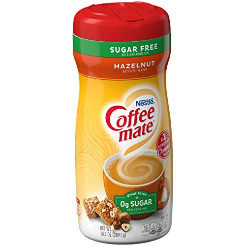 Nestle Coffee Mate Sugar Free Hazelnut Powder Coffee Creamer 10.2 oz. Canister (Pack of 6)