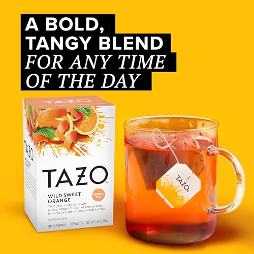 TAZO Wild Sweet Orange Tea Bags, Caffeine-Free, Unsweetened Herbal Tea, 20 Count (Pack of 6)
