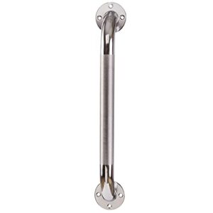 dmi textured grab bars, shower toilet tub rail for handicap & elderly, perfect for bathroom safety, rust-resistant steel, silver, chrome, 24", fsa & hsa eligible