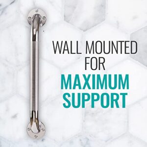DMI Textured Grab Bars, Shower Toilet Tub Rail for Handicap & Elderly, Perfect for Bathroom Safety, Rust-Resistant Steel, Silver, Chrome, 24", FSA & HSA Eligible