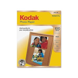 kodak photo paper for inkjet printers, gloss finish, 7 mil thickness, 100 sheets, 8.5” x 11” (8209017)