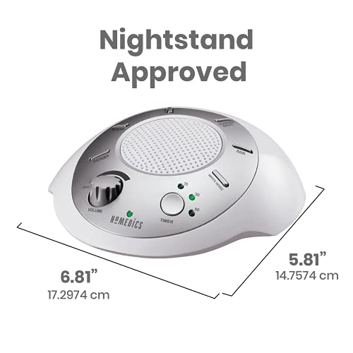 White Noise Sound Machine | Portable Sleep Therapy for Home, Office, Baby & Travel | 6 Relaxing & Soothing Nature Sounds, Battery or Adapter Charging Options, Auto-Off Timer | HoMedics