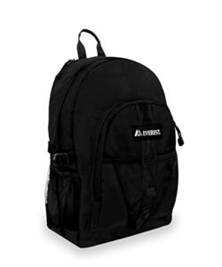 everest luggage backpack with dual mesh pocket, black, black, one size