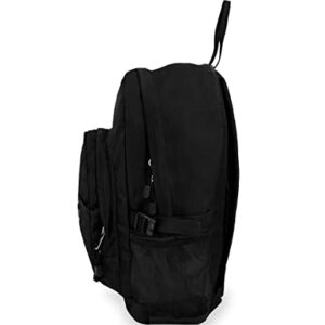 Everest Luggage Backpack with Dual Mesh Pocket, Black, Black, One Size