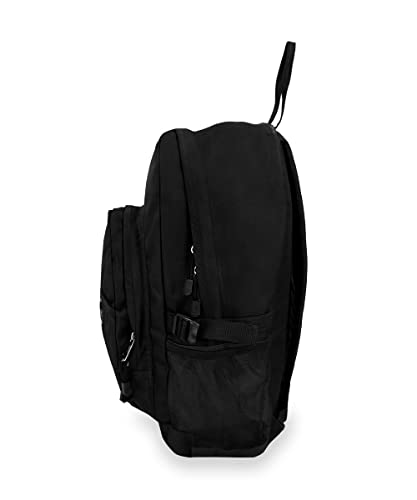 Everest Luggage Backpack with Dual Mesh Pocket, Black, Black, One Size