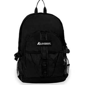 Everest Luggage Backpack with Dual Mesh Pocket, Black, Black, One Size