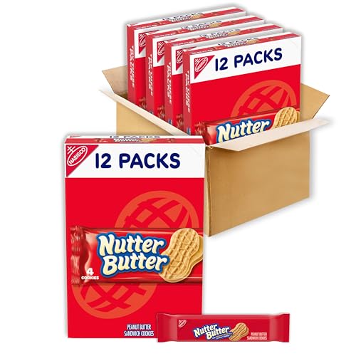 Nutter Butter Peanut Butter Sandwich Cookies, 4 Boxes of 12 Packs (4 Cookies Per Pack)