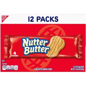 Nutter Butter Peanut Butter Sandwich Cookies, 4 Boxes of 12 Packs (4 Cookies Per Pack)