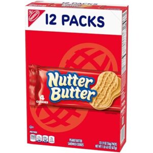 Nutter Butter Peanut Butter Sandwich Cookies, 4 Boxes of 12 Packs (4 Cookies Per Pack)