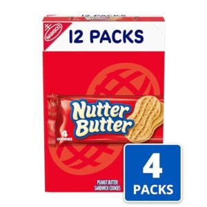 Nutter Butter Peanut Butter Sandwich Cookies, 4 Boxes of 12 Packs (4 Cookies Per Pack)