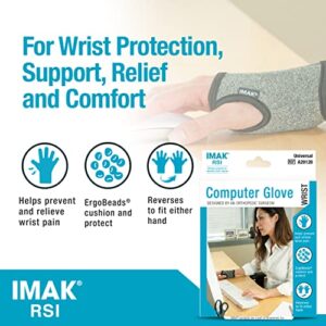 Brownmed - IMAK RSI Computer Glove - Comfortable Game Glove - Wrist Brace to Support Carpal Tunnel - Compression Glove for Working, Gaming & More - Ergonomic Keyboard Glove for Palm & Wrist Support