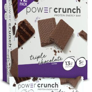 Power Crunch Protein Wafer Bars, High Protein Snacks with Delicious Taste, Triple Chocolate, 1.4 Ounce (12 Count)