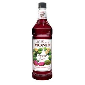 monin - desert pear syrup, bold flavor of prickly pear cactus, natural flavors, great for iced teas, lemonades, cocktails, mocktails, and sodas, non-gmo, gluten-free (1 liter)