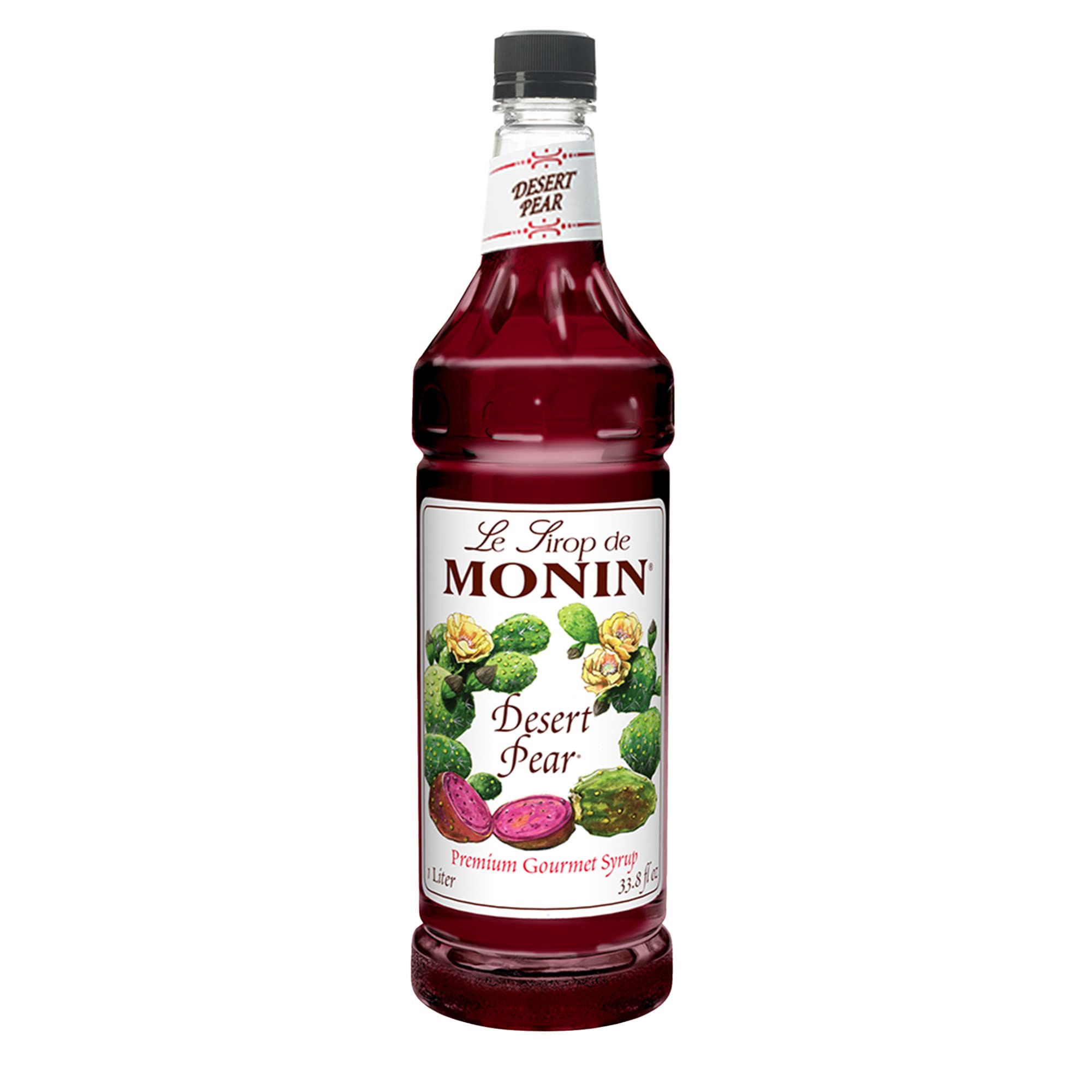 Monin - Desert Pear Syrup, Bold Flavor of Prickly Pear Cactus, Natural Flavors, Great for Iced Teas, Lemonades, Cocktails, Mocktails, and Sodas, Non-GMO, Gluten-Free (1 Liter)