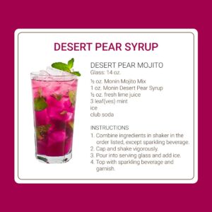 Monin - Desert Pear Syrup, Bold Flavor of Prickly Pear Cactus, Natural Flavors, Great for Iced Teas, Lemonades, Cocktails, Mocktails, and Sodas, Non-GMO, Gluten-Free (1 Liter)