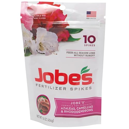 Jobe’s 04101 Fertilizer Spikes, Azalea, Camellia, and Rhododendron, Includes 10 Spikes, 16 ounces, Brown