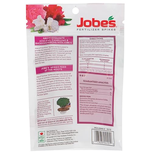 Jobe’s 04101 Fertilizer Spikes, Azalea, Camellia, and Rhododendron, Includes 10 Spikes, 16 ounces, Brown